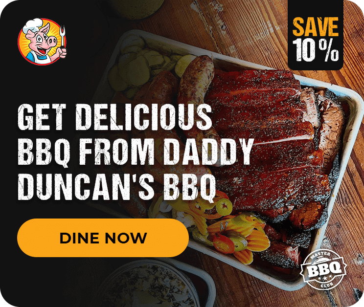 Daddy Duncan's BBQ banner save 10%