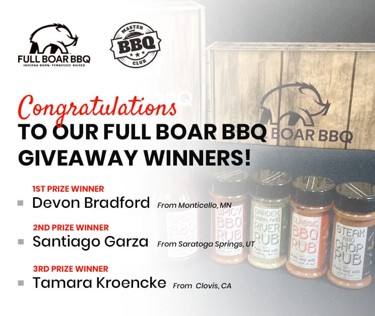 Full Boar BBQ Giveaway Winners Banner